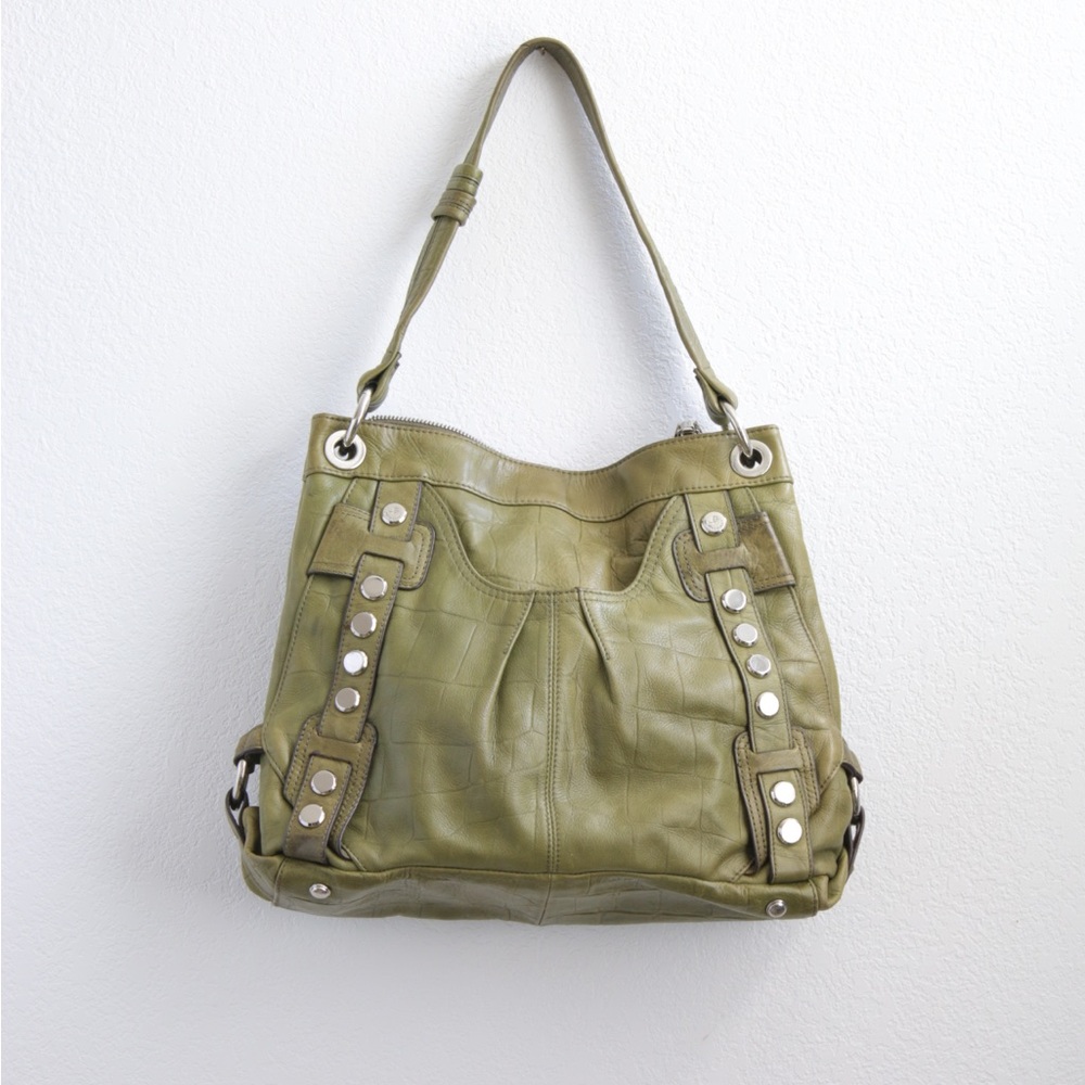 B Makowski Green Leather Handbag OS